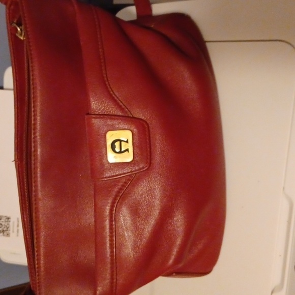 GUC - Etienne Aigner Genuine Cowhide Leather Wine Color Bag - Picture 11 of 14